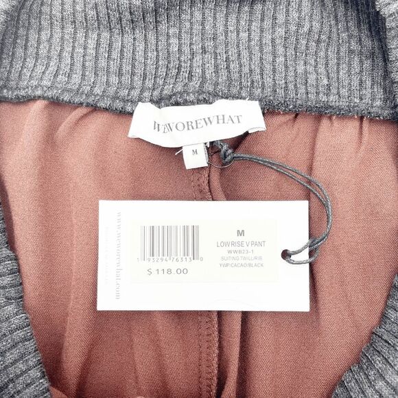 NWT WeWoreWhat‎ Low Rise V Wide Leg Pants Women's Size M Brown Ribbed Waistband - Picture 5 of 5
